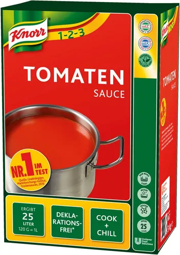 Knorr Tomaten Sauce Trockenmischung für 25 Liter Wasser - 3000g - Vielseitige Tomatensauce für Pastagerichte, einfach zuzubereiten und ideal für große Mengen. Perfekt für die Gastronomie oder Familienfeiern.