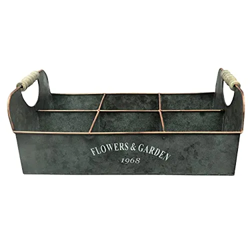 HRB 6-Fach Set Blumentopf Gross Vintage eckig, hochwertiger Metall Blumenständer für Innen und Außen, Topf für Kräutergarten, Flaschenbox