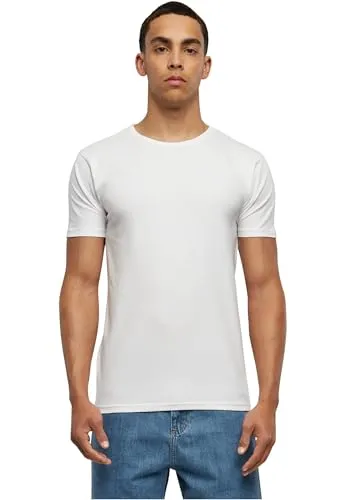 Urban Classics Herren Fitted Stretch Tee – Eng anliegendes T-Shirt aus Baumwolle & Elasthan, Kurzarm Basic für Freizeit, Training & Streetwear,Weiß,XL