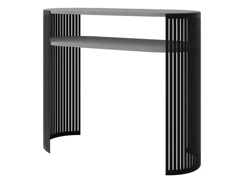 Mirjan24 Konsolentisch Oval in Schwarz und Hellgrau - Eleganter ovaler Konsolentisch aus Holzwerkstoff mit stabiler Stahlkonstruktion. Ideal für Ihr Wohnzimmer, bietet er vielseitige Nutzungsmöglichkeiten und fügt sich harmonisch in Ihre Einrichtung ein.