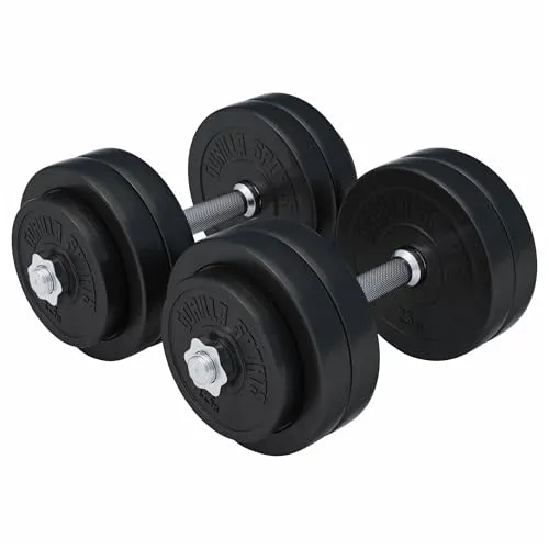 GORILLA SPORTS® Kurzhantelset 20kg/30kg - 2er Set, Ø 30mm, 2x Kurzhantelstangen, mit 4 Sternverschlüsse, Griff gerändelt, aus Kunststoff - Hantelset, Kurzhanteln, Hanteln, Kurzhantel Set