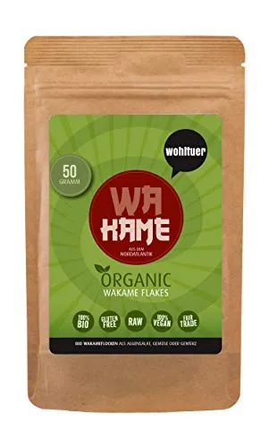Wohltuer Bio Wakame Flocken | Wakame Algen Bio getrocknet | Meeresalgen aus Wildsammlung Rohkost 50g