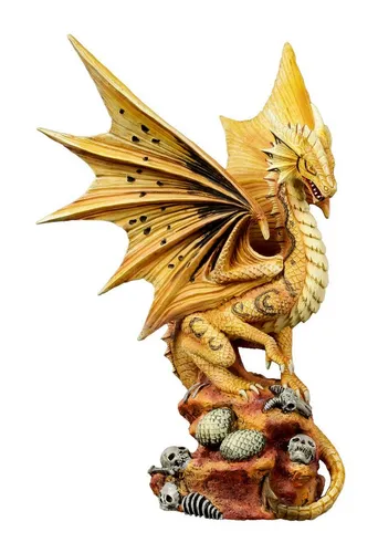 ANNE STOKES Drachen Fantasy Figur - Adult Desert Dragon - Sammlerfigur: Handbemalte Gothic Dekofigur, die auf einem Felsen sitzt und seine Drachen-Eier bewacht. Ein absolutes Must-Have für jede Fantasy-Sammlung!