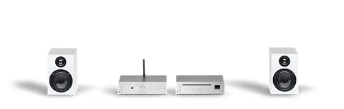 Pro-Ject Stereo Set E CD, All-in-one Hi-Fi Einsteiger Set mit Verstärker, CD Player und Lautsprecher, Inklusive Kabel (Silber/Weiß)