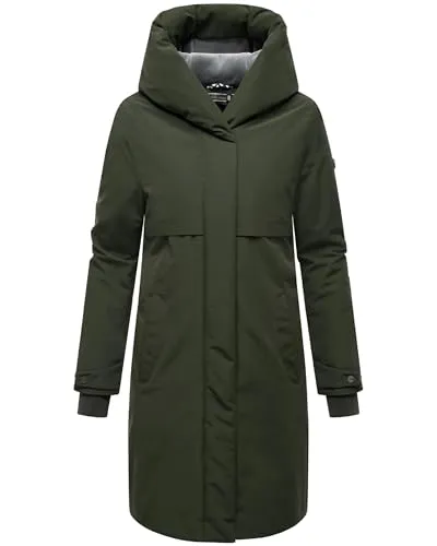 Navahoo Wintermantel Domingaa 14 - Langer warmer Mantel mit magnetischen Details - Funktionsjacke, wasserabweisend und wärmend, ideal für kalte Tage. Mit magnetischen Details und verstellbaren Ärmeln für optimalen Komfort.