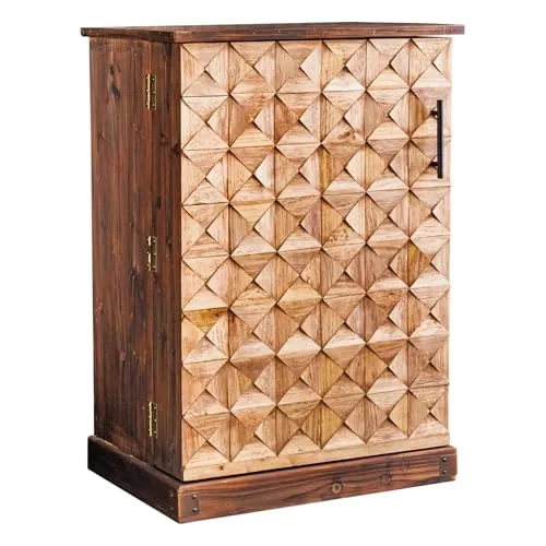 Riess Ambiente Design Barschrank Bodega - 62x90x43cm - inkl. Weinregal & Gläserhalter, handgefertigt & fertig montiert