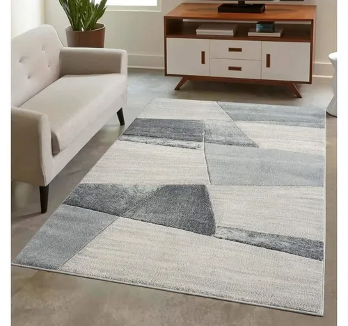 carpet city Kurzflor-Teppich 'Bonito', Grau, 80x150 cm - Moderne Teppiche für jeden Raum! Der strapazierfähige Kurzflor-Teppich ist pflegeleicht, Oeko-Tex® Standard 100 zertifiziert und perfekt für Fußbodenheizung geeignet.
