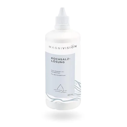 MAGNIVISION Kochsalzlösung, 360ml Kochsalzlösung für Kontaktlinsen, zum Abspülen von weichen & harten Kontaktlinsen, boratfrei, Made in Europe