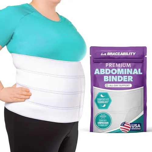 BraceAbility 2XL Plus Size Bauchbindemittel | Fettleibigkeitsgürtel für große Männer und Frauen mit einem Kompressionswickel für Bauch und Taille nach einer Operation