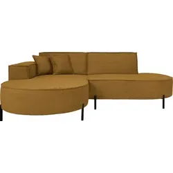 Ecksofa 3-Sitzer im Loft-Stil – L-Form, links, mit hohen Metallfüßen und Dekokissen - Das stilvolle Ecksofa im modernen Loft-Design bietet Platz zum Entspannen und ist in hochwertigem Chenille-Cord oder Boucle erhältlich. Die hohen Metallfüße sorgen für einen eleganten Look und erleichtern die Reinigung.