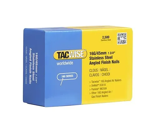 Tacwise 1224 Typ 16G / 45 mm Edelstahl-Stauchkopfnägel, 20° Abgewinkelt, 2500 Stück