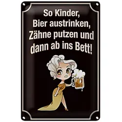 Roomando Metallschild Spruch 12x18cm so Kinder Bier austrinken und
