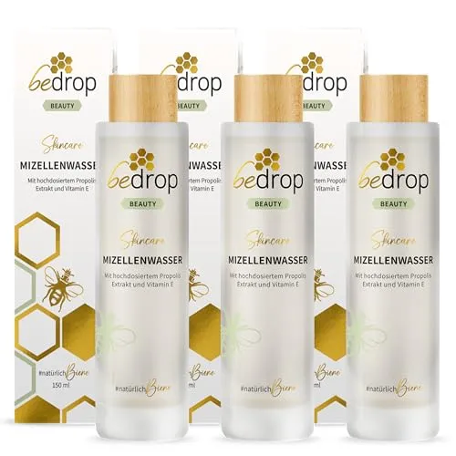 bedrop Mizellenwasser Tonikum mit Propolis & Vitamin E - 3x150ml Sparset - Reinigendes Mizellenwasser für jeden Hauttyp. Mit Propolis Extrakt und Vitamin E, ideal zur Pflege und Reinigung der Haut. Hergestellt in Deutschland unter höchsten Hygiene-Standards.