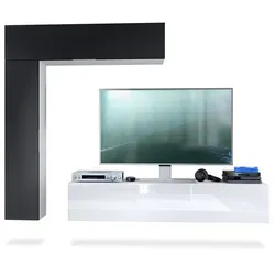 Vladon Wohnwand Taurito, Weiß matt/Schwarz matt von Vladon