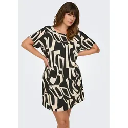 ONLY CARMAKOMA CARLUX SS TUNIC DRESS, Black AOP: Vendome geo - Modisches Druckkleid in lockerer Passform, aus elastischem und pflegeleichtem Material, ideal für sommerliche Anlässe.