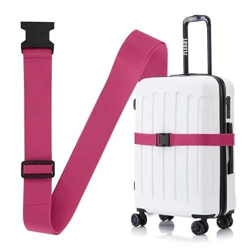 Flexot® F-3046 | Koffergurt mit Clip-Schnalle | Verstellbare Länge | reißfestes Gewebe | für alle Koffer wie Handgepäck, Reisekoffer aus ABS oder Stoff (Rose, Clip-Schnalle)
