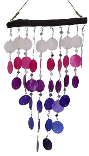 GURU SHOP Muschel Mobile, Ethno Windspiel, Sonnenfänger - Lila/weiß, 40x33 cm