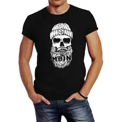 Neverless Print-Shirt Neverless® Herren T-Shirt Moin Totenkopf Anker Skull Print Motiv mit Print schwarz 4XL