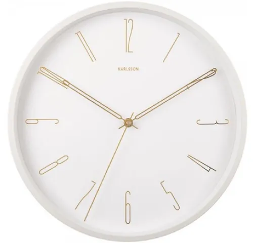 Karlsson Wanduhr Belle - Elegante Wanddeko in Weiß und Gold - Wanduhren aus Metall, stilvolles Design in Weiß und Gold, perfekte Kombination aus Funktionalität und Dekoration für Ihr Zuhause.
