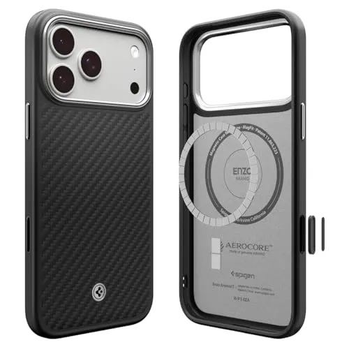 Spigen iPhone 17 Pro Max Hülle - Premium Aramid Gewebe mit 2025 Upgrade Kamerasteuerung - Standard Handyhüllen mit echtem Aramid-Gewebe für außergewöhnliche Stärke und eleganten, ultradünnen Schutz. Neueste Kamerasteuerung für präzise Bedienung.