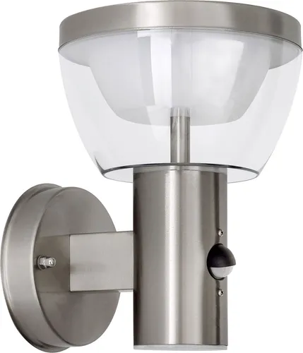 Moderne LED Aussenleuchte mit Bewegungsmelder 9W - Energiesparende Wandlampe aus Edelstahl mit PIR Bewegungssensor, 550 Lumen, warmweißes Licht (3000K), ideal für Eingangsbereiche. Schutzart IP54 für wetterfeste Nutzung.