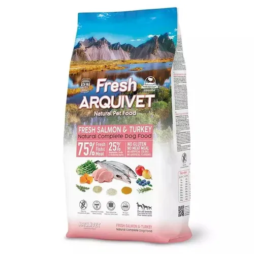 ARQUIVET Frischer Lachs mit Pute - halbfeuchtes Hundefutter - 2,5k 8435117893078