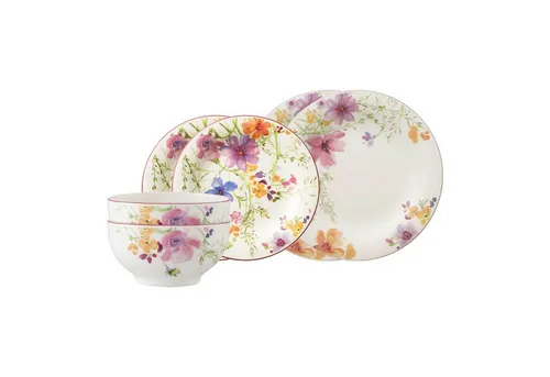 Villeroy & Boch Kombiservice Mariefleur Basic 6-tlg. für 2 Personen - Elegantes 6-teiliges Geschirrset aus hochwertigem Porzellan mit frischen Farben. Spülmaschinen- und mikrowellenfest, ideal für stilvolle Anlässe und den täglichen Gebrauch.