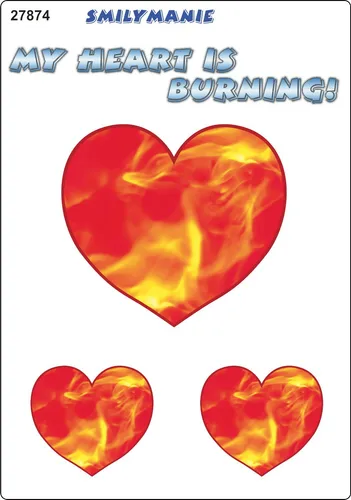 Aufkleber Herz My heart is burning! 3er-Set 150 x 105 mm  Sticker Autocollant
