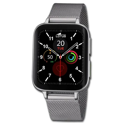Lotus 50032/1 Smartime Uhr Unisex Edelstahl silber - Grau - Smartwatch für Herren mit Edelstahlarmband, multifunktional mit Herzfrequenzmonitor und Schlaftracking. Wasserdicht nach IP65 – ideal für Sport und Alltag.