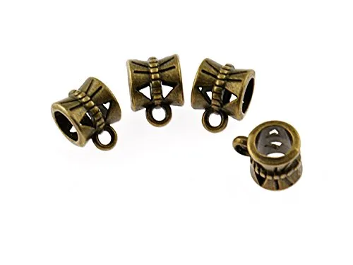 verzierte Zwischenperlen mit Aufhängung in antik Bronze, 7 mm 10