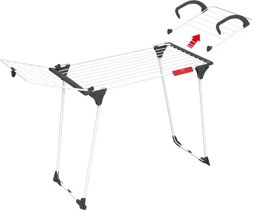 Vileda Droogrek Premium 2 In 1 18 Meter - Weiß - Wäscheständer mit 18 Metern Trockenfläche, abnehmbaren Flügel für Heizkörpernutzung und Kleinteilehalter für platzsparendes Trocknen. Ideal für bis zu zwei Waschmaschinenladungen.