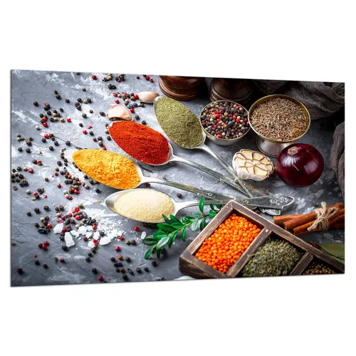 Herdabdeckplatte Ceranfeldabdeckung Spritzschutz Glas 80x52 Gewürze