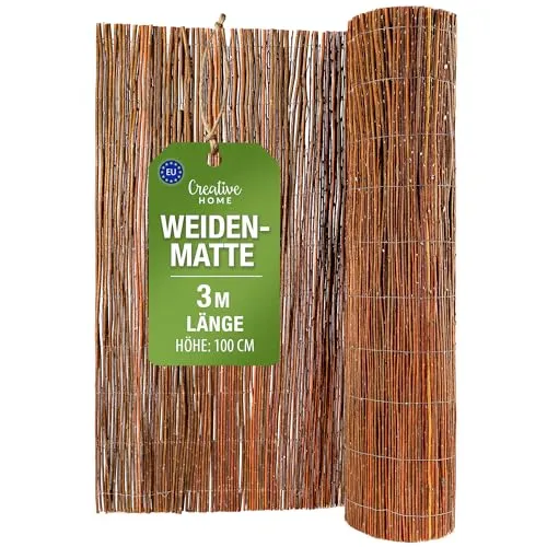 Creative Home Weidenmatte Balkon Sichtschutz 100 x 300 cm | Robuster Sichtschutz für Garten und Terrasse