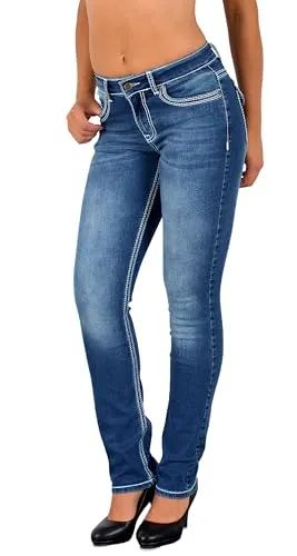 ESRA Damen Jeans Straight Leg J755 – Bequeme Jeanshose in großen Größen - Hochwertige Straight Leg Jeans aus Baumwolle mit idealem Stretch für optimalen Tragekomfort. 5-Pocket Design und in großen Größen bis 52 erhältlich. Ideal für jeden Tag!