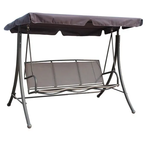 Hollywoodschaukel >Anna< in Schwarz und Grau - 130x201x159 cm - Die Hollywoodschaukel Anna ist ideal für entspannte Stunden im Garten. Mit robustem Stahl und strapazierfähigem Kunststoffgewebe bietet sie Komfort und Langlebigkeit. Genießen Sie die stilvolle Farbkombination und das sanfte Schwingen.