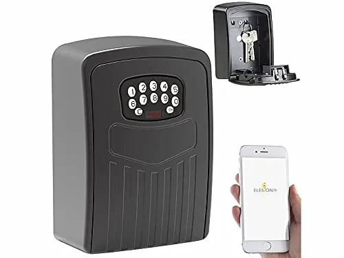 Xcase Schlüsselsafe: Mini-Schlüssel-Safe SAF-100.app mit Bluetooth und App, IP54 (Keysafe, Schlüsseltresore, Elektronischer Tür Schließzylinder)