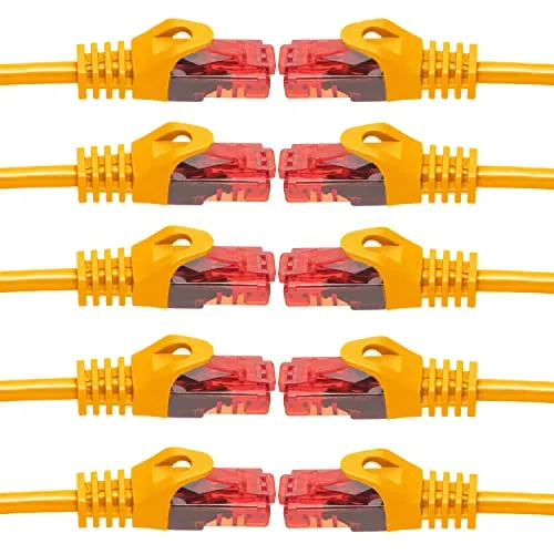 BIGtec 10 Stück – 7,5m LAN Kabel Netzwerkkabel Patchkabel Ethernet 2 x RJ45 Stecker High Speed orange kompatibel zu Cat.5 Cat.6 Cat.7 Cat.8 Switch Router Modem Patchpanel Access Point Patchfeld