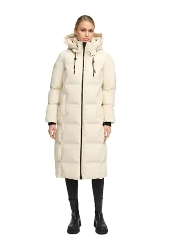 MARIKOO Damen Wintermantel N102 - gesteppt, abnehmbare Kapuze, winddicht, Größe L - Hochwertiger Damen Wintermantel mit abnehmbarer Kapuze. Ideal für kalte Tage dank wärmespeicherndem Material. Praktische Taschen und flexibles Design für optimalen Tragekomfort.