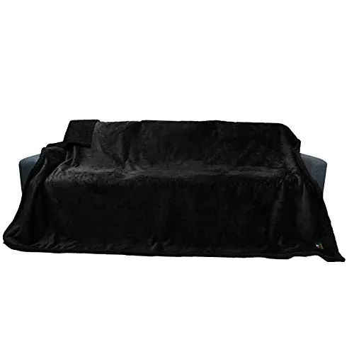luciphia Wasserdicht Hundedecke Flaushig, Fleece Haustier Decke Waschbar, Outdoor Decke für Hunde Katzen, Schutzdecke für Sofa, Bett Autositz, Möbel Schwarz XL (145 * 216cm)