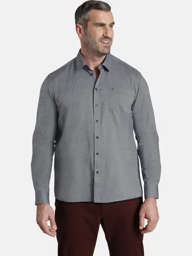 Charles Colby Herren Jacquardhemd Earl George dunkelgrau, XL - 43/44 - Elegantes Herrenhemd aus fließender Jacquardqualität mit dezentem Rautenmuster, ideal für den Business-Look. Veredelt mit Oxford-Gewebe für zusätzlichen Stil.