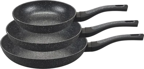 my home Pfannen-Set Dela, 3-tlg Aluminium mit PFAS-freier Antihaft-Versiegelung - Pfannen-Set für alle Herdarten, inklusive Induktion. Mit der robusten VITAFLON® QUARZIT Antihaft-Versiegelung und ergonomischen Soft-Touchgriffen für ein besonderes Braterlebnis.