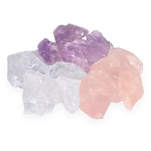 Wassersteine Premium Grundmischung | 100% naturbelassene Rohsteine | Amethyst + Bergkristall + Rosenquarz | 1 Kg - Entdecken Sie die Premium Grundmischung aus 100% naturbelassenen Rohsteinen. Ideal für kreative Anwendungen oder zur Herstellung von Steinwasser – inklusive hilfreicher Anleitung und Informationskarten.