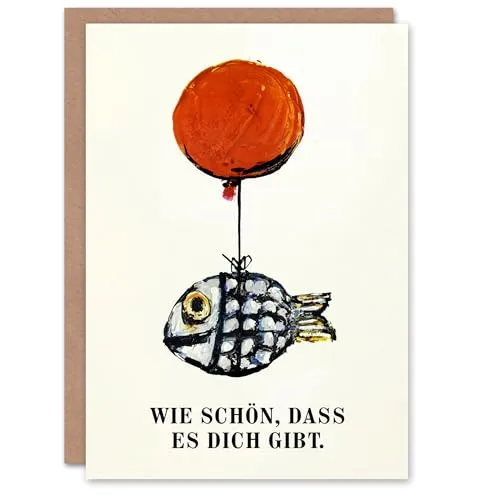 Artery8 Lustige Geburtstagskarte Wie Schön Dass Es Dich Gibt Fisch mit Luftballon