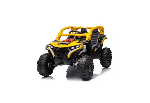 BoGi Elektro-Kinderauto 12V mit Schaukelfunktion - Stylisches Kinderfahrzeug in Gelb mit Musik und LED, ideal für Fahrspaß im Freien. Maximal 7 km/h schnell, perfekt für kleine Abenteurer ab 18 Monaten.