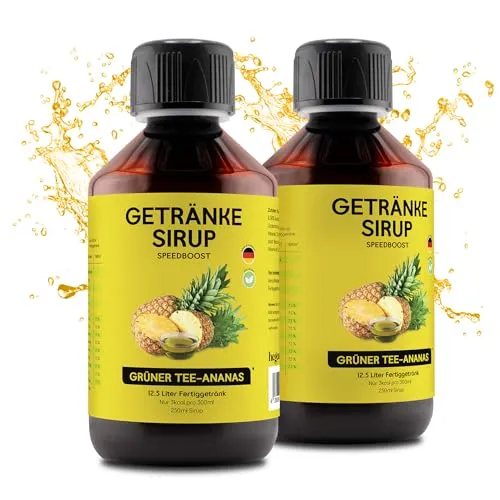hCGC Immunsystem Sirup - SpeedBoost 2x 250ml, Vegan - Zuckerfreies Getränkekonzentrat für 12,5L Fertiggetränk - Fruchtsirup Immunsystem Booster mit Vitaminen & L-Carnitin | Grüntee-Ananas