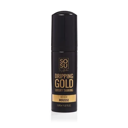 Dripping Gold Luxury Tanning Mousse Medium 150 ml - Selbstbräunungsschaum für Damen, 150 ml. Erleben Sie eine mühelose, gleichmäßige Bräune ganzjährig – ideal für Gesicht und Körper. Schnelle Anwendung und sofortige Ergebnisse für einen strahlenden Teint.