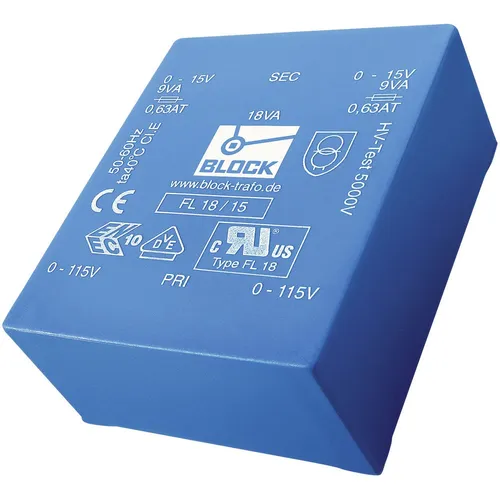Block FL 18/6 Printtransformator 2 x 115 V 2 x 6 V/AC 18 VA