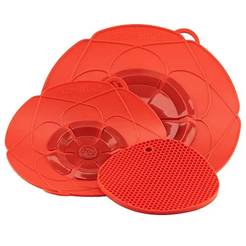 Kochblume Profi-Set für Töpfe von 14 bis 28 cm mit Bionic Multipad - Praktisches Set für Topfgrößen von 14 bis 28 cm. Der innovative Überkochschutz funktioniert zuverlässig und dient auch als Spritzschutz sowie Untersetzer. Hygienisch, spülmaschinenfest und vielseitig einsetzbar.