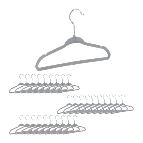 Kinderkleiderbügel Samt, Babybügel Set, Kleiderbügel grau, Garderobenbügel 60 x