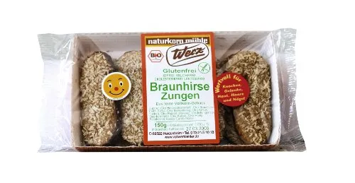 Werz Braunhirse-Zungen glutenfrei, 1er Pack (1 x 150 g Packung) - Bio
